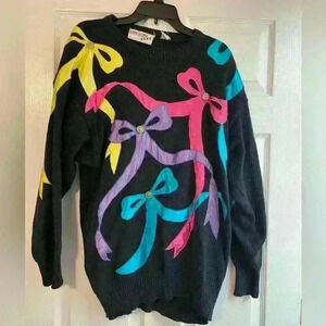 Bonnie Boerer vintage women’s bow sweater size L